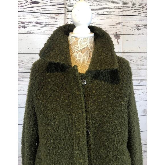 Vintage John & Jenn / Mid-Century Style coat green textured size medium - Picture 3 of 12